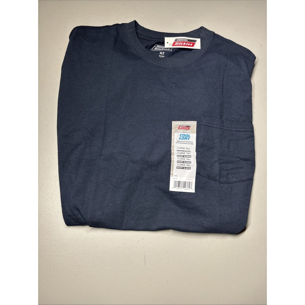 Dickies Cool&Dry Moisture Wicking Navy Blue T-Shirt Pocket Size XLT NWT Lot/2